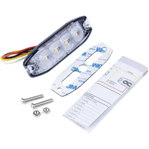 Sinalizador de advertência LED amarelo c/ SYNC 3x3W 12V / 24V (19 padrões Flash) - 100x30mm