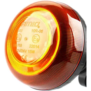 Sinalizador (pirilampo) LED 12V/24V - fixação DIN 24mm - Laranja  - IP56 - Ø86x97mm