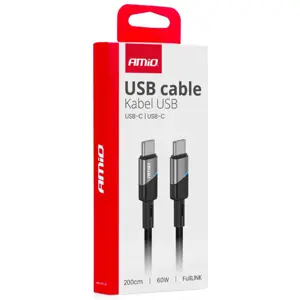 Cable USB-C - USB-C 3A Carga Rápida PD 60W 480Mbps - negro - 2.0m
