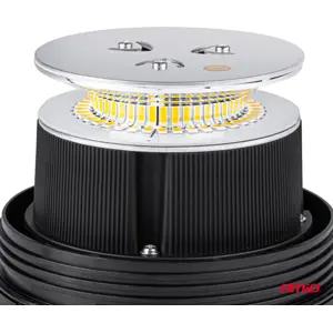 Sinalizador (pirilampo) LED 12V/24V c/ ficha de isqueiro - magnético / parafusos - Laranja - IP56 - Ø113x47mm