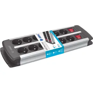 Bloco de 12 tomadas c/ 2 interruptores - cabo 1.4m
