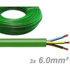 Cabo elétrico multifilar redondo RZ1-K 3G6mm² - Verde