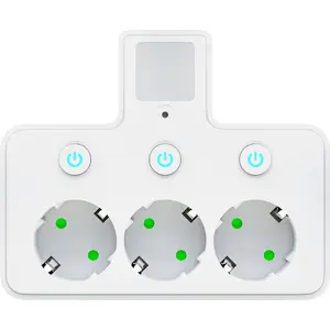 Ficha tripla c/ interruptores individuais e luz de presença