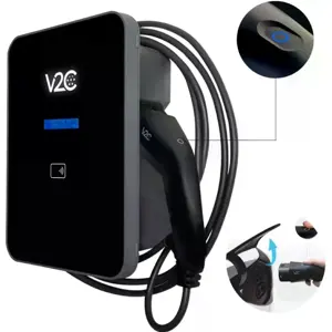 Carregador para carro elétrico (Wallbox) de 7.4kW monofásico c/ CDP, RFID, 4G, Detetor de fugas DC e cabo T2 5m e botão Tesla