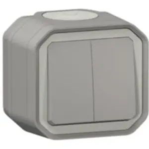 Plexo Interruptor Estanque 2 Módulos 10A IP55, cinzento