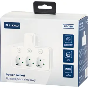 Ficha tripla c/ interruptores individuais e luz de presença