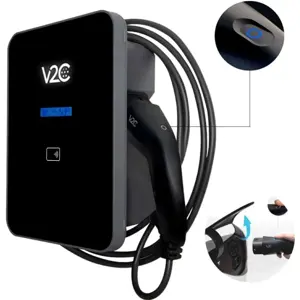 Carregador para carro elétrico (Wallbox) de 22kW trifásico c/ CDP, RFID, 4G, Detetor de fugas DC e cabo T2 5m e botão Tesla