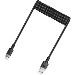 Cabo em espiral USB-A ⇿ USB-C 3A 480Mb/s - 1.2m