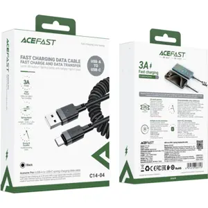 Cabo em espiral USB-A ⇿ USB-C 3A 480Mb/s - 1.2m