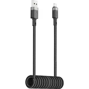 Cabo em espiral USB-A ⇿ USB-C 3A 480Mb/s - 1.2m