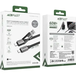 Cabo USB-A + adaptador USB-C ⇿ USB-C 480Mb/s 3A - 1.2m
