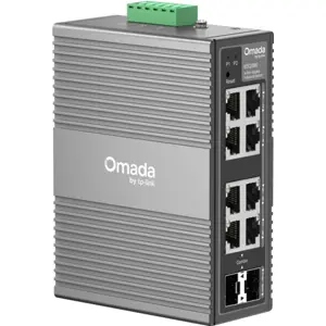 Switch industrial 8P (6x RJ45 + 2x SFP Combo) Gigabit gerenciável p/ calha DIN ou parede