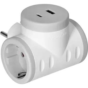 Tomada Schuko dupla c/ USB-A + USB-C 3.4A
