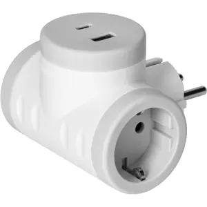 Tomada Schuko dupla c/ USB-A + USB-C 3.4A