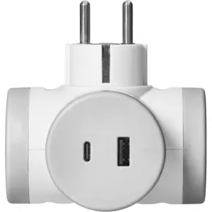 Tomada Schuko dupla c/ USB-A + USB-C 3.4A