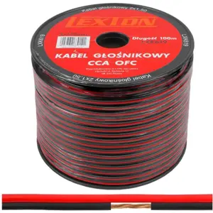 Fio de coluna vermelho/preto 2x1.50mm² CCA (OFC) - 100m - Lexton