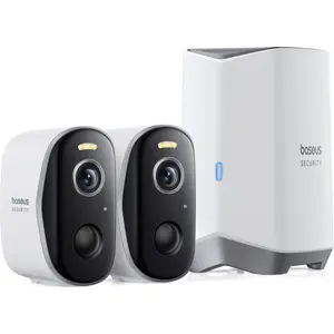 Kit de videovigilância c/ 2 câmaras IP (Wi-Fi) 2K a bateria p/ exterior + HomeStation H1