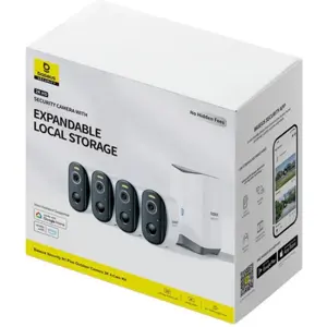 Kit de videovigilância c/ 4 câmaras IP (Wi-Fi) 2K a bateria p/ exterior + H1 HomeStation
