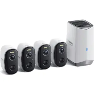 Kit de videovigilância c/ 4 câmaras IP (Wi-Fi) 2K a bateria p/ exterior + H1 HomeStation