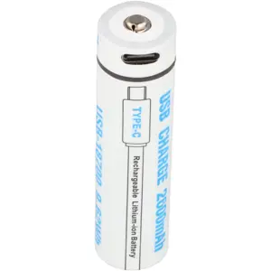 Bateria Li-Ion 18700 3,7V recarregável por USB-C - 2600mAh - Ø18x70mm