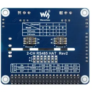 Placa Hat de expansão 2 canais isolados (RS485) -  para Raspberry Pi