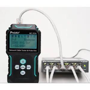 Testador de cabos LAN PoE e telefone com localizador por tom e ecrã LCD