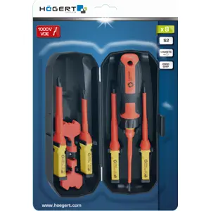 Conjunto de 5 destornilladores aislados para electricista 1000V c/ maleta