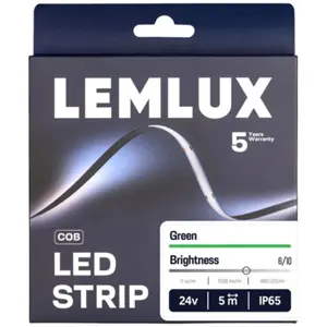 Fita LED COB 8mm VERDE 24VDC 1028lm/m 11W/m IP65 - rolo de 5m