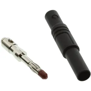 Ficha Banana 4mm macho isolada 24A - de parafuso - preta
