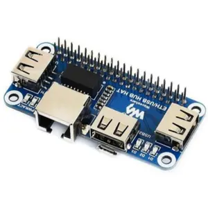 Placa HAT Ethernet 10/100Mbps com HUB USB de 3 Portas para Raspberry Pi
