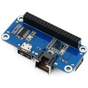Placa HAT Ethernet 10/100Mbps com HUB USB de 3 Portas para Raspberry Pi