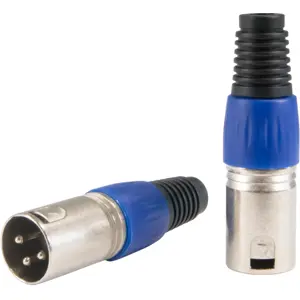 Ficha Cannon (XLR) macho 3 pinos para cabo - Azul