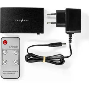 Comutador/selector de áudio digital Toslink 4x IN - 1x Out