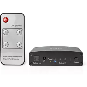 Comutador/selector de áudio digital Toslink 4x IN - 1x Out