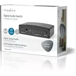 Comutador/selector de áudio digital Toslink 4x IN - 1x Out