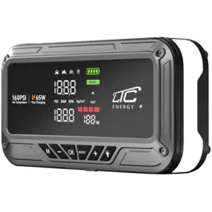 Arrancador de Carro (Jump Starter) 1200A 4-em-1 c/ compressor 160PSI + Powerbank PD 65W + Lanterna