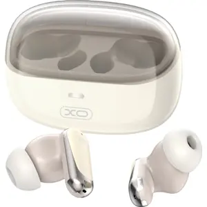 Auriculares earbuds BT6.0 c/ estojo carregamento ANC e ENC c/ microfone duplo - bege