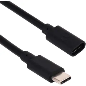 Cable macho a hembra tipo C con botón On-Off - Negro