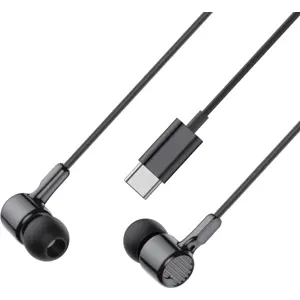 Auriculares earbuds com microfone e USB-C - preto