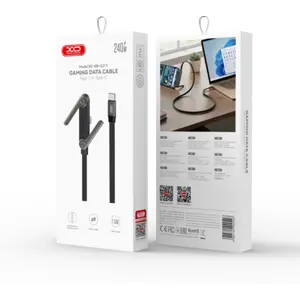 Cabo Flat USB-C - USB-C  PD 1,5m 240W - Preto