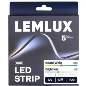 Tira LED COB 8mm 4000K blanco neutro 12Vdc 720lm 6W/m IP20 - rollo 5 m