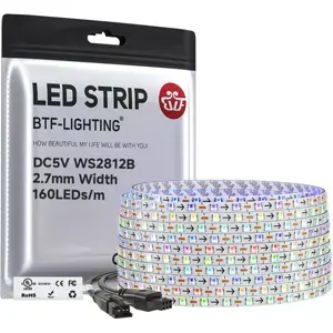Fita LED ultra-fina (2,7 mm) WS2812B RGBIC 5VDC
