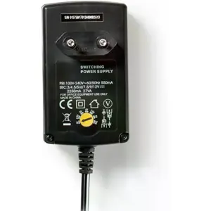 Fonte de alimentação 3..12VDC, máx. 27W, 2.25A c/ 6 adaptadores