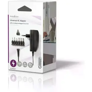 Fonte de alimentação 3..12VDC, máx. 27W, 2.25A c/ 6 adaptadores