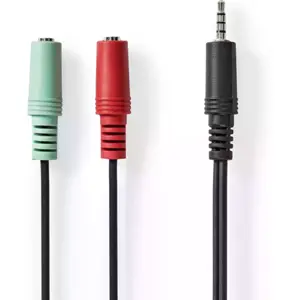 Cabo adaptador Jack 3.5mm 4pin -> 2x Jack 3.5mm 3pin (micro+ausclt.)