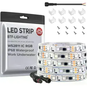 Fita LED RGB WS2811 60 LEDs/m 12W/m 12VDC - 5 m IP68 - branca