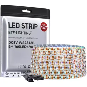 Fita LED RGBIC WS2812 5VDC 160 LED/m 5m IP30