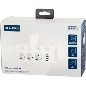 Ficha triple con interruptores individuales y 2x USB-A + 2x USB-C y luz de presencia