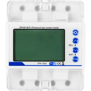 Relé Inteligente Wi-Fi p/ calha DIN c/ display e medição de energia Trifásico 100A (Compat. c/ Tuya)