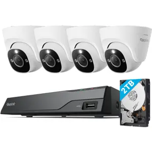 Kit de Videovigilância IP (NVR 8CH) c/ HDD 2TB e 4 câmaras Dome Spotlight 5MP PoE - IP66
